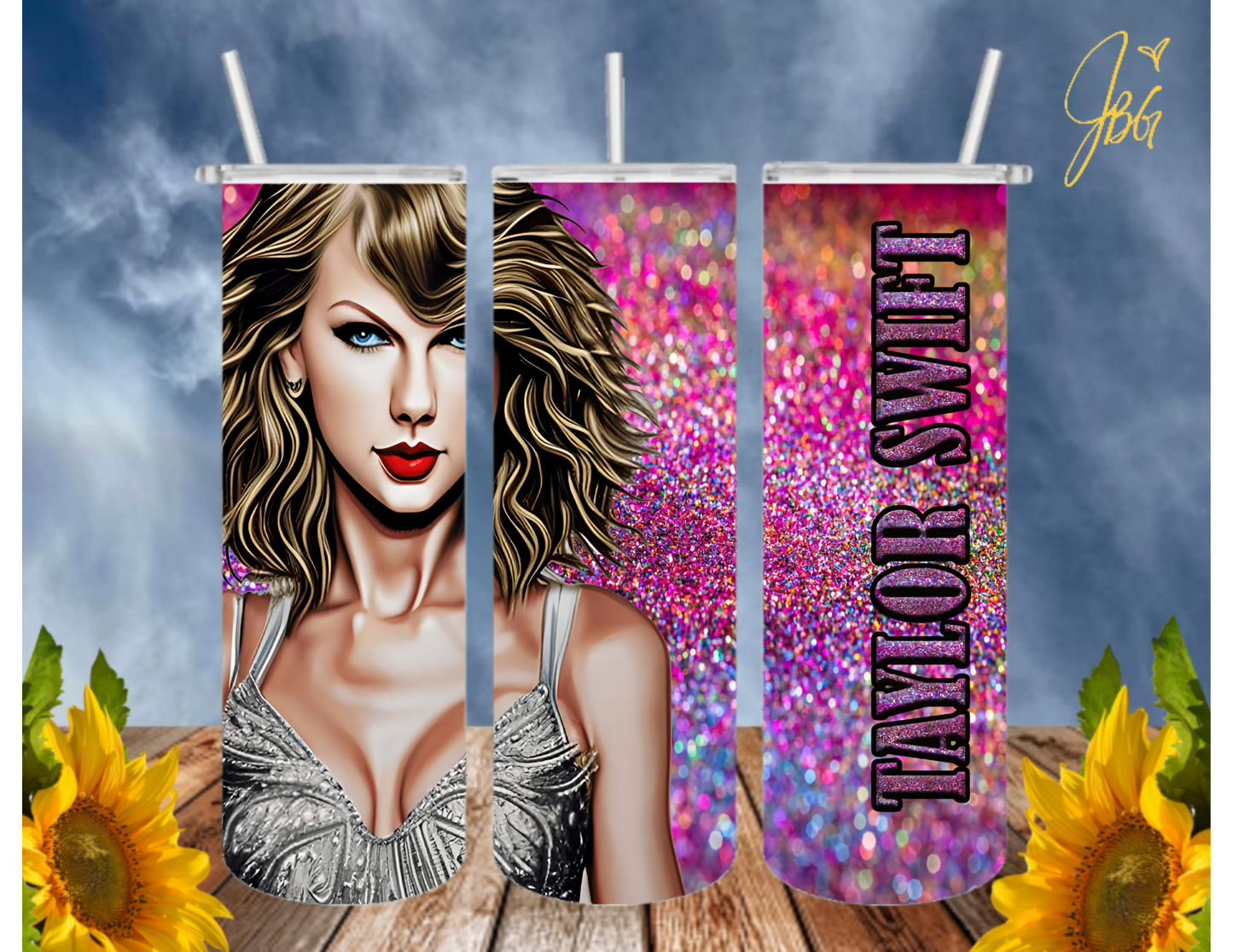 TAYLOR SWIFT 20 Oz Tumbler with 1 Lid, 2 Straws and 1 Straw Cleaner. FREE SHIPPING. Stainless Steel. Sublimation Tumbler Cup.