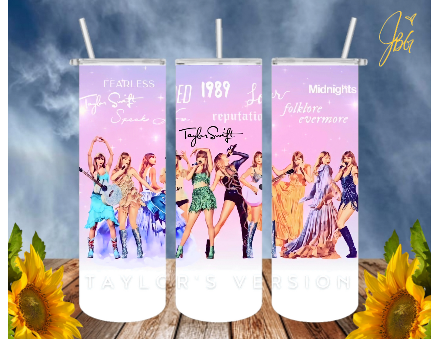 TAYLOR SWIFT 20 Oz Tumbler with 1 Lid, 2 Straws and 1 Straw Cleaner. FREE SHIPPING. Stainless Steel. Sublimation Tumbler Cup.