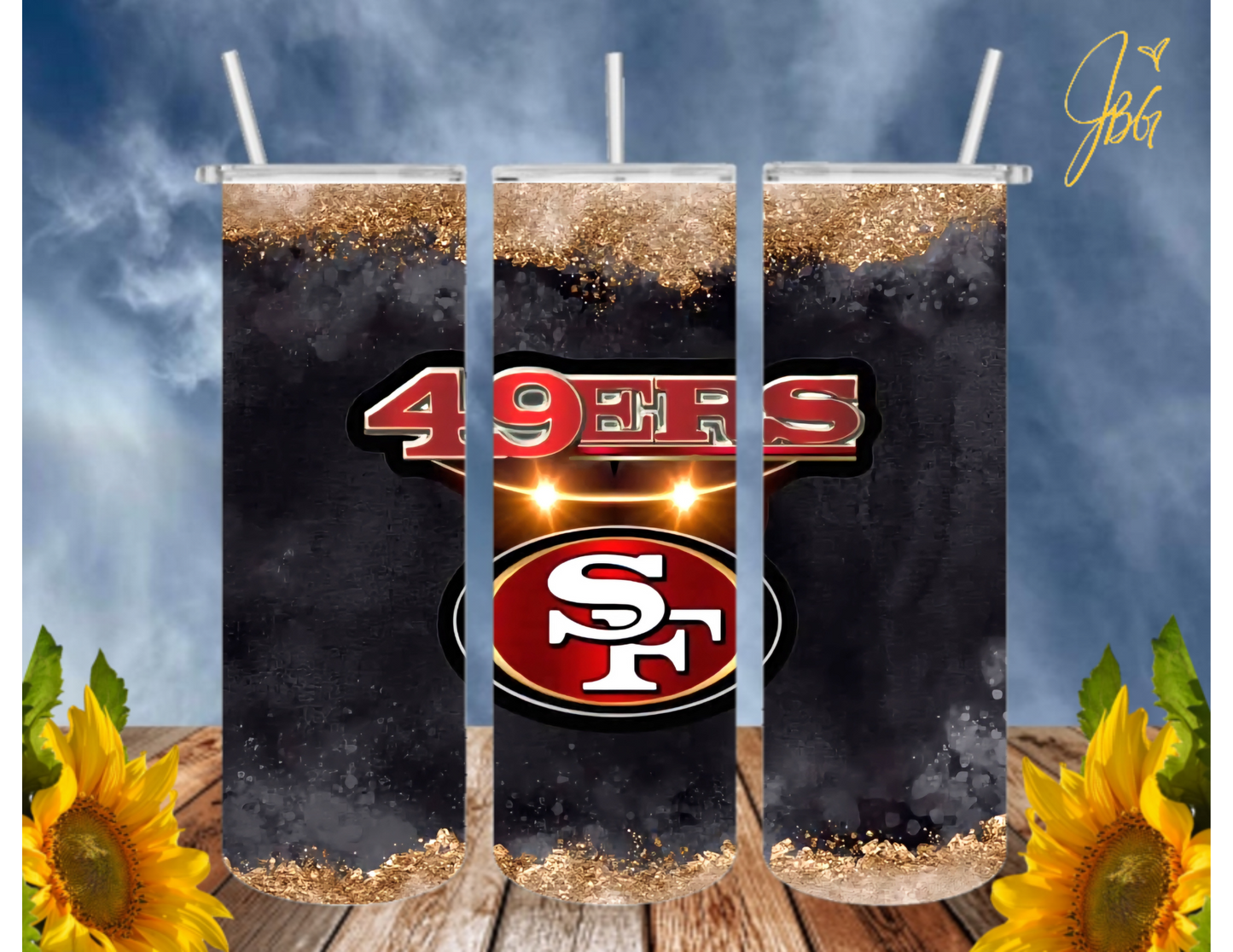 SAN FRANCISCO 49ERS NFL 20 Oz Tumbler with 1 Lid, 2 Straws and 1 Straw Cleaner. FREE SHIPPING. Stainless Steel. Sublimation Tumbler Cup.