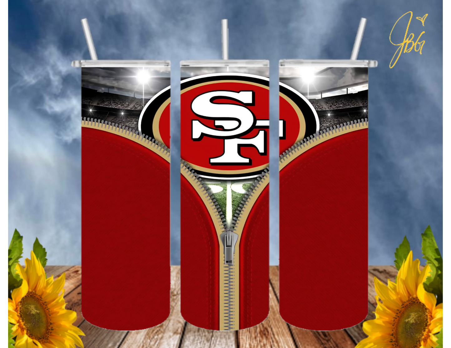 SAN FRANCISCO 49ERS NFL 20 Oz Tumbler with 1 Lid, 2 Straws and 1 Straw Cleaner. FREE SHIPPING. Stainless Steel. Sublimation Tumbler Cup.