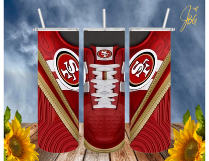 SAN FRANCISCO 49ERS NFL 20 Oz Tumbler with 1 Lid, 2 Straws and 1 Straw Cleaner. FREE SHIPPING. Stainless Steel. Sublimation Tumbler Cup.