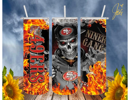 SAN FRANCISCO 49ERS NFL 20 Oz Tumbler with 1 Lid, 2 Straws and 1 Straw Cleaner. FREE SHIPPING. Stainless Steel. Sublimation Tumbler Cup.