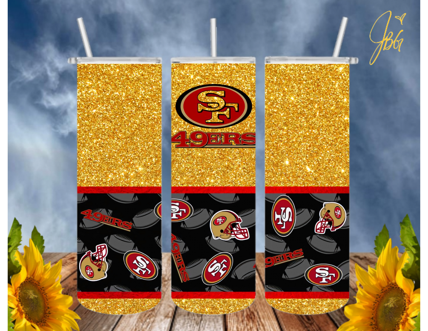 SAN FRANCISCO 49ERS NFL 20 Oz Tumbler with 1 Lid, 2 Straws and 1 Straw Cleaner. FREE SHIPPING. Stainless Steel. Sublimation Tumbler Cup.