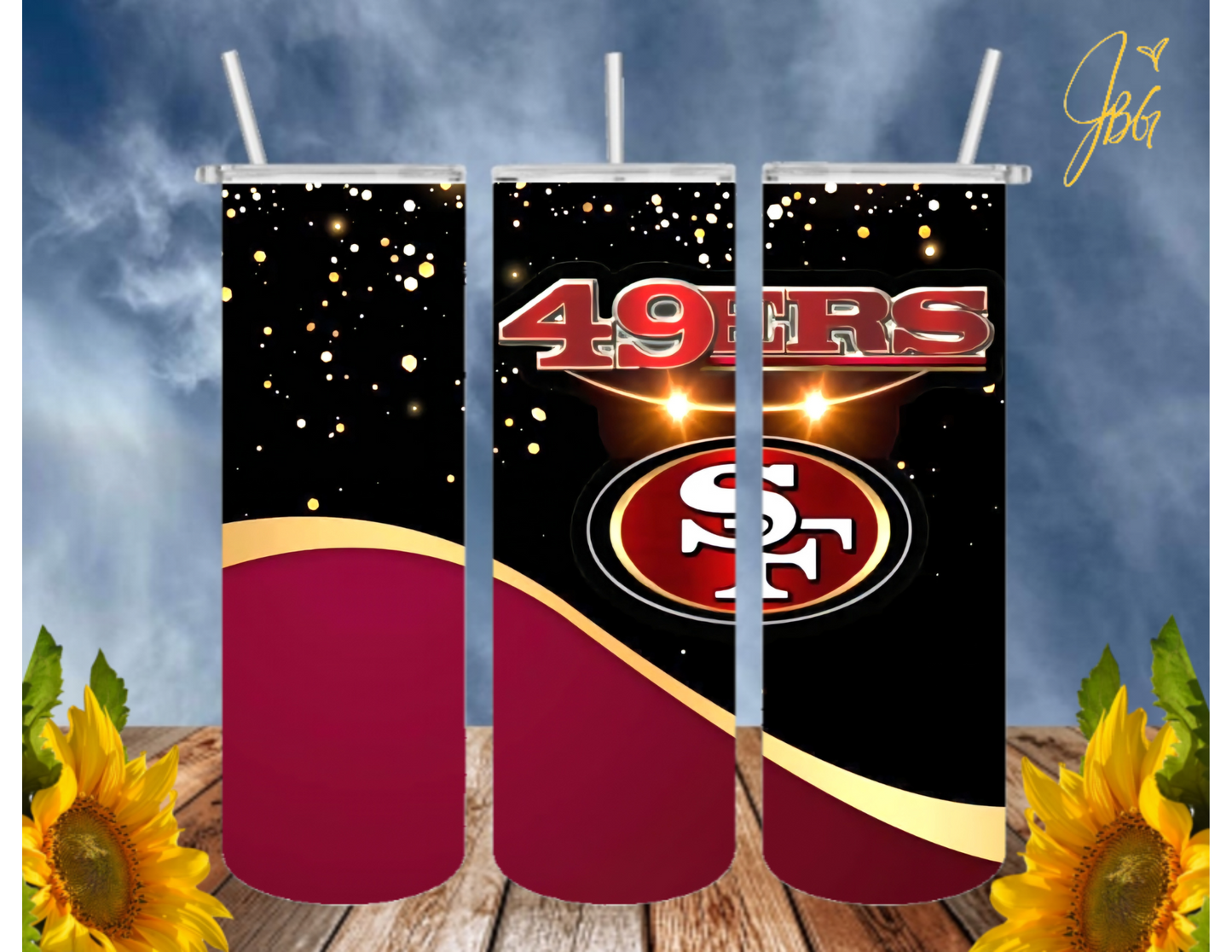 SAN FRANCISCO 49ERS NFL 20 Oz Tumbler with 1 Lid, 2 Straws and 1 Straw Cleaner. FREE SHIPPING. Stainless Steel. Sublimation Tumbler Cup.