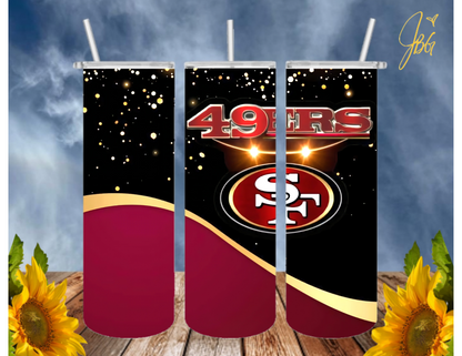 SAN FRANCISCO 49ERS NFL 20 Oz Tumbler with 1 Lid, 2 Straws and 1 Straw Cleaner. FREE SHIPPING. Stainless Steel. Sublimation Tumbler Cup.