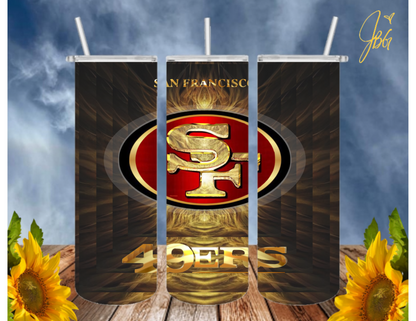 SAN FRANCISCO 49ERS NFL 20 Oz Tumbler with 1 Lid, 2 Straws and 1 Straw Cleaner. FREE SHIPPING. Stainless Steel. Sublimation Tumbler Cup.