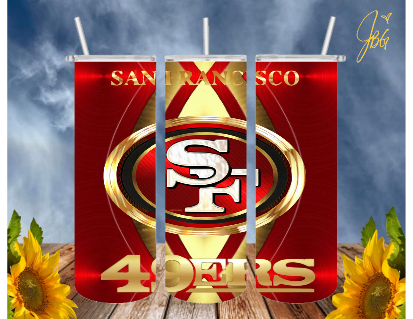 SAN FRANCISCO 49ERS NFL 20 Oz Tumbler with 1 Lid, 2 Straws and 1 Straw Cleaner. FREE SHIPPING. Stainless Steel. Sublimation Tumbler Cup.