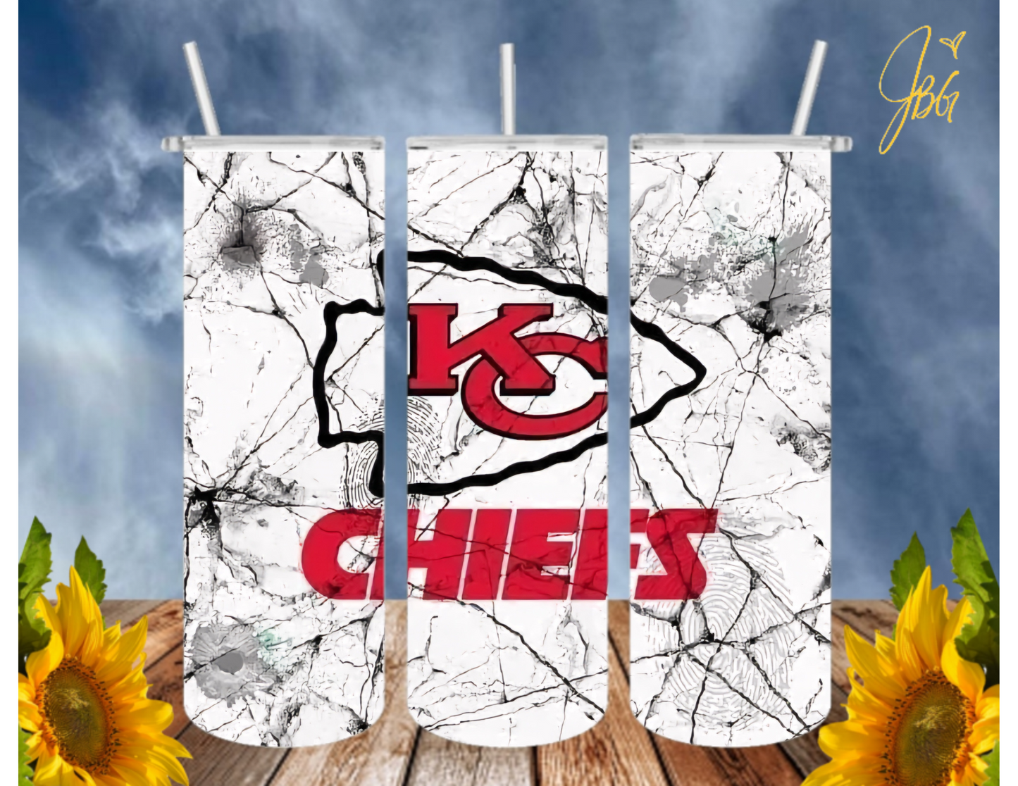 KANSAS CITY CHIEFS 20 Oz Tumbler with 1 Lid, 2 Straws and 1 Straw Cleaner. FREE SHIPPING. Stainless Steel. Sublimation Tumbler Cup.