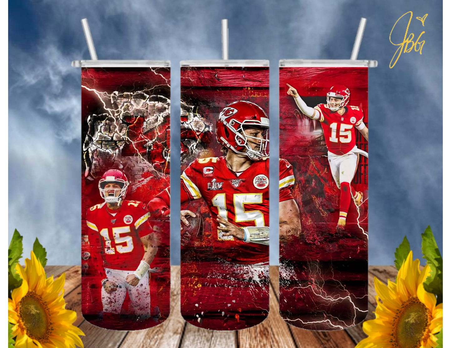 KANSAS CITY CHIEFS 20 Oz Tumbler with 1 Lid, 2 Straws and 1 Straw Cleaner. FREE SHIPPING. Stainless Steel. Sublimation Tumbler Cup.