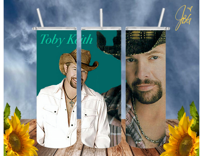 TOBY KEITH 20 Oz Tumbler with 1 Lid, 2 Straws and 1 Straw Cleaner. FREE SHIPPING. Stainless Steel. Sublimation Tumbler Cup.