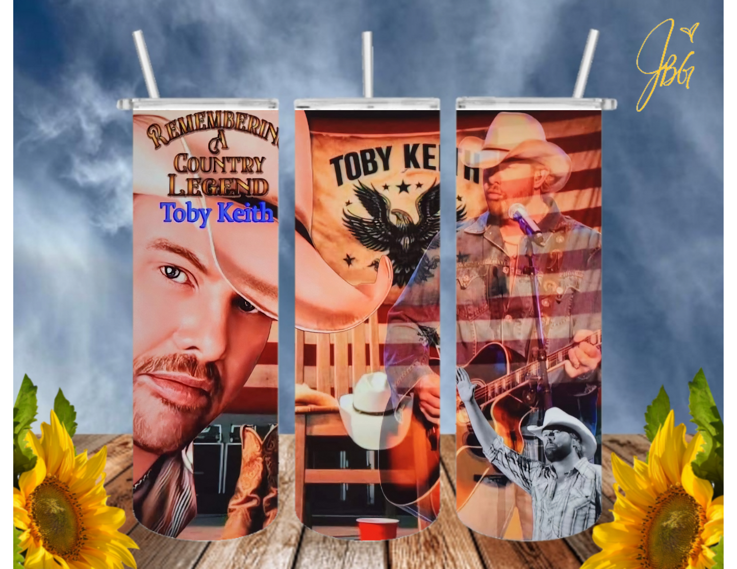 TOBY KEITH 20 Oz Tumbler with 1 Lid, 2 Straws and 1 Straw Cleaner. FREE SHIPPING. Stainless Steel. Sublimation Tumbler Cup.