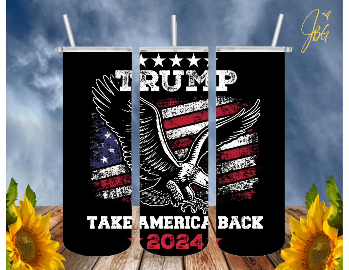 TRUMP 20 Oz Tumbler with 1 Lid, 2 Straws and 1 Straw Cleaner. FREE SHIPPING. Stainless Steel. Sublimation Tumbler Cup.