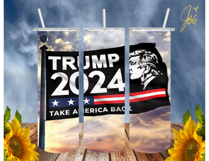 TRUMP 20 Oz Tumbler with 1 Lid, 2 Straws and 1 Straw Cleaner. FREE SHIPPING. Stainless Steel. Sublimation Tumbler Cup.