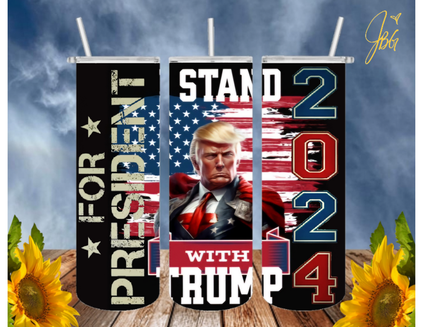 TRUMP 20 Oz Tumbler with 1 Lid, 2 Straws and 1 Straw Cleaner. FREE SHIPPING. Stainless Steel. Sublimation Tumbler Cup.