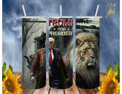 TRUMP 20 Oz Tumbler with 1 Lid, 2 Straws and 1 Straw Cleaner. FREE SHIPPING. Stainless Steel. Sublimation Tumbler Cup.