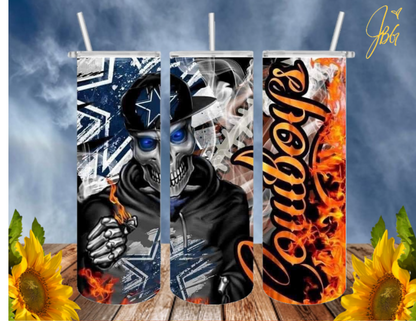 NFL FOOTBALL 20 Oz Tumblers with 2 Straws, 1 Lid and Straw Cleaner. FREE SHIPPING. Stainless Steel. Sublimation Tumbler Cup.