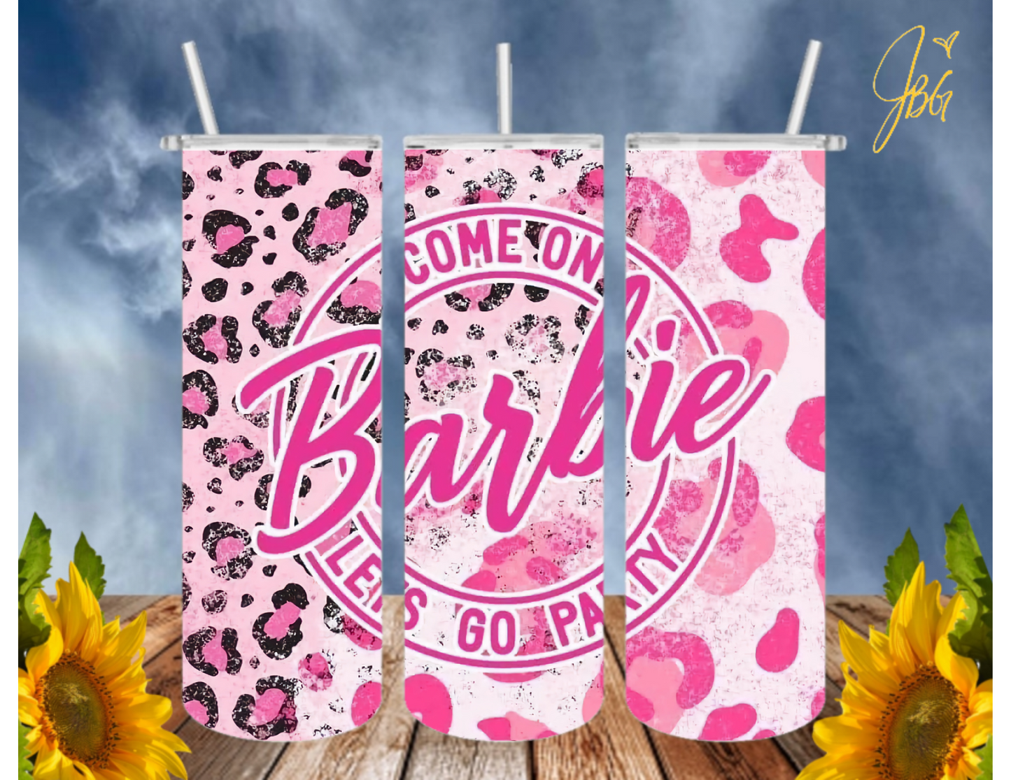 BARBIE/PINK 20 Oz Tumbler with 2 Straws, 1 Lid and Straw Cleaner. FREE SHIPPING. Stainless Steel Sublimation Tumbler Cup.