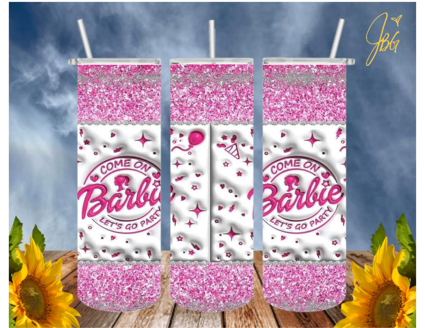 BARBIE/PINK 20 Oz Tumbler with 2 Straws, 1 Lid and Straw Cleaner. FREE SHIPPING. Stainless Steel Sublimation Tumbler Cup.