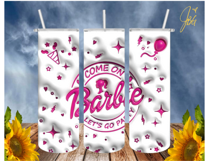 BARBIE/PINK 20 Oz Tumbler with 2 Straws, 1 Lid and Straw Cleaner. FREE SHIPPING. Stainless Steel Sublimation Tumbler Cup.