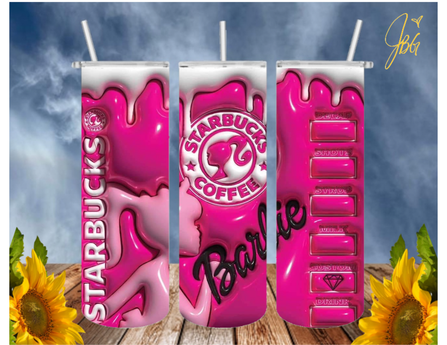 BARBIE/PINK 20 Oz Tumbler with 2 Straws, 1 Lid and Straw Cleaner. FREE SHIPPING. Stainless Steel Sublimation Tumbler Cup.