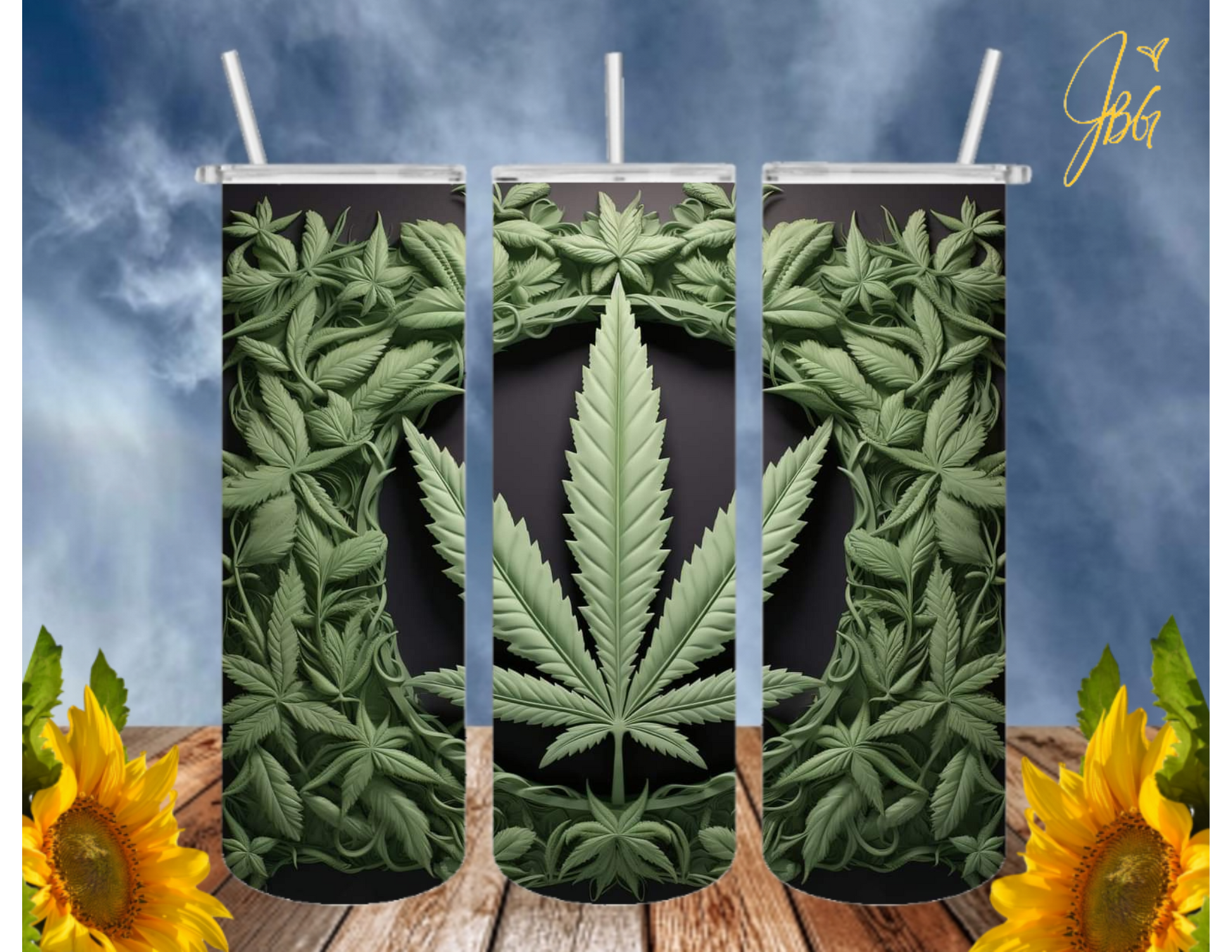 Emerald Jungle Majesty Tumbler – 20oz Regal Tiger & Cannabis Drinkware –  Leafy Liquid