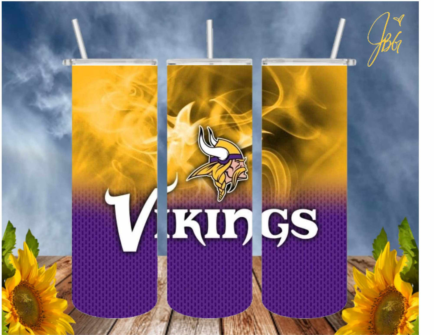 MINNESOTA VIKINGS NFL 20 Oz Tumbler with 1 Lid, 2 Straws and 1 Straw Cleaner. FREE SHIPPING. Stainless Steel. Sublimation Tumbler Cup.