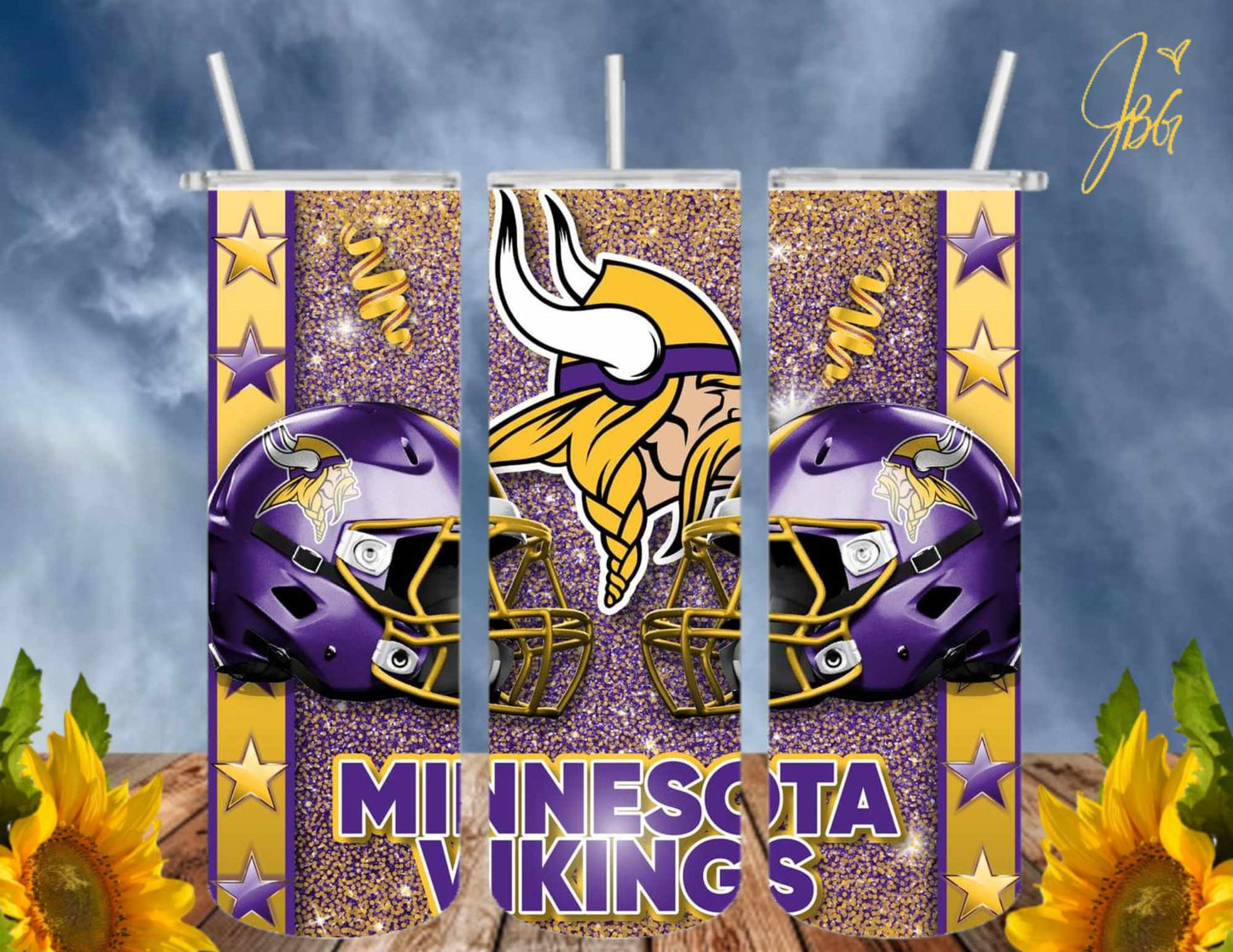 MINNESOTA VIKINGS NFL 20 Oz Tumbler with 1 Lid, 2 Straws and 1 Straw Cleaner. FREE SHIPPING. Stainless Steel. Sublimation Tumbler Cup.