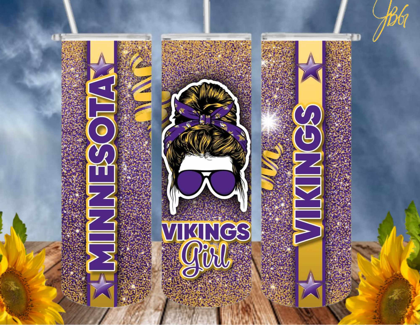 MINNESOTA VIKINGS NFL 20 Oz Tumbler with 1 Lid, 2 Straws and 1 Straw Cleaner. FREE SHIPPING. Stainless Steel. Sublimation Tumbler Cup.