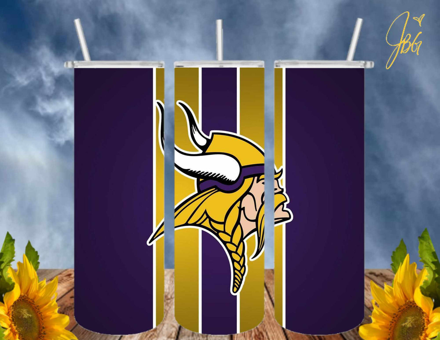 MINNESOTA VIKINGS NFL 20 Oz Tumbler with 1 Lid, 2 Straws and 1 Straw Cleaner. FREE SHIPPING. Stainless Steel. Sublimation Tumbler Cup.