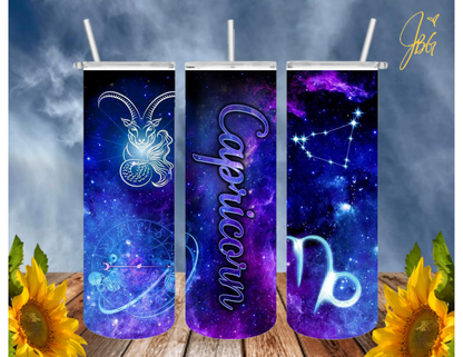 ZODIAC SIGNS 20 Oz Tumbler with 1 Lid, 2 Straws and 1 Straw Cleaner. FREE SHIPPING. Stainless Steel. Sublimation Tumbler Cup.