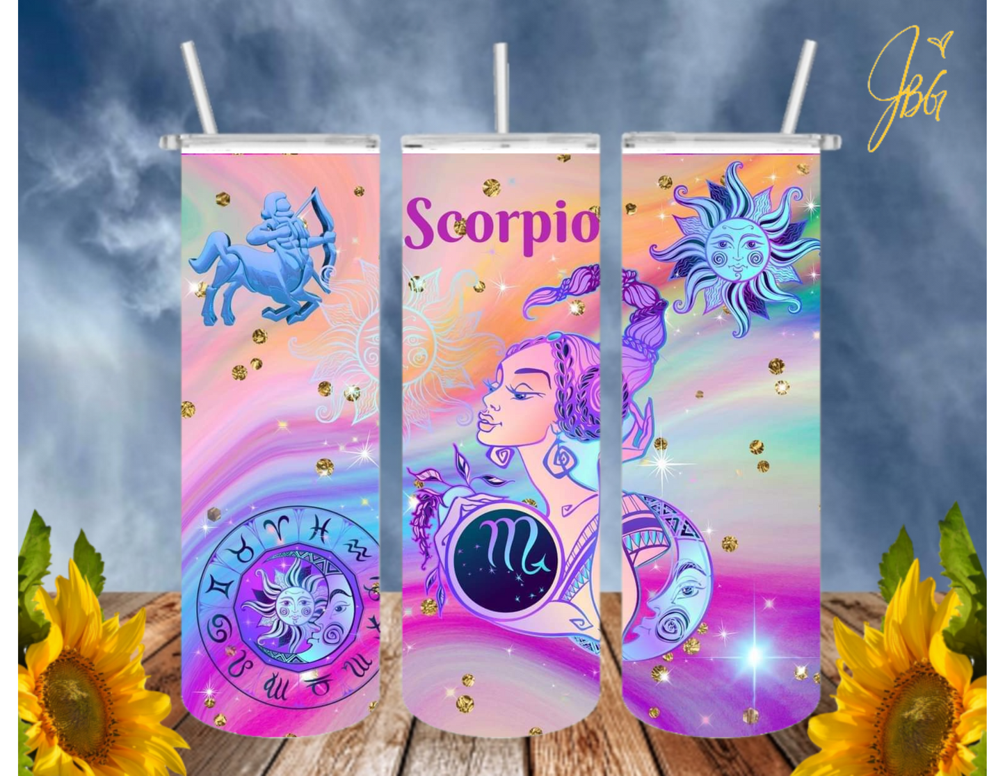 ZODIAC SIGNS 20 Oz Tumbler with 1 Lid, 2 Straws and 1 Straw Cleaner. FREE SHIPPING. Stainless Steel. Sublimation Tumbler Cup.