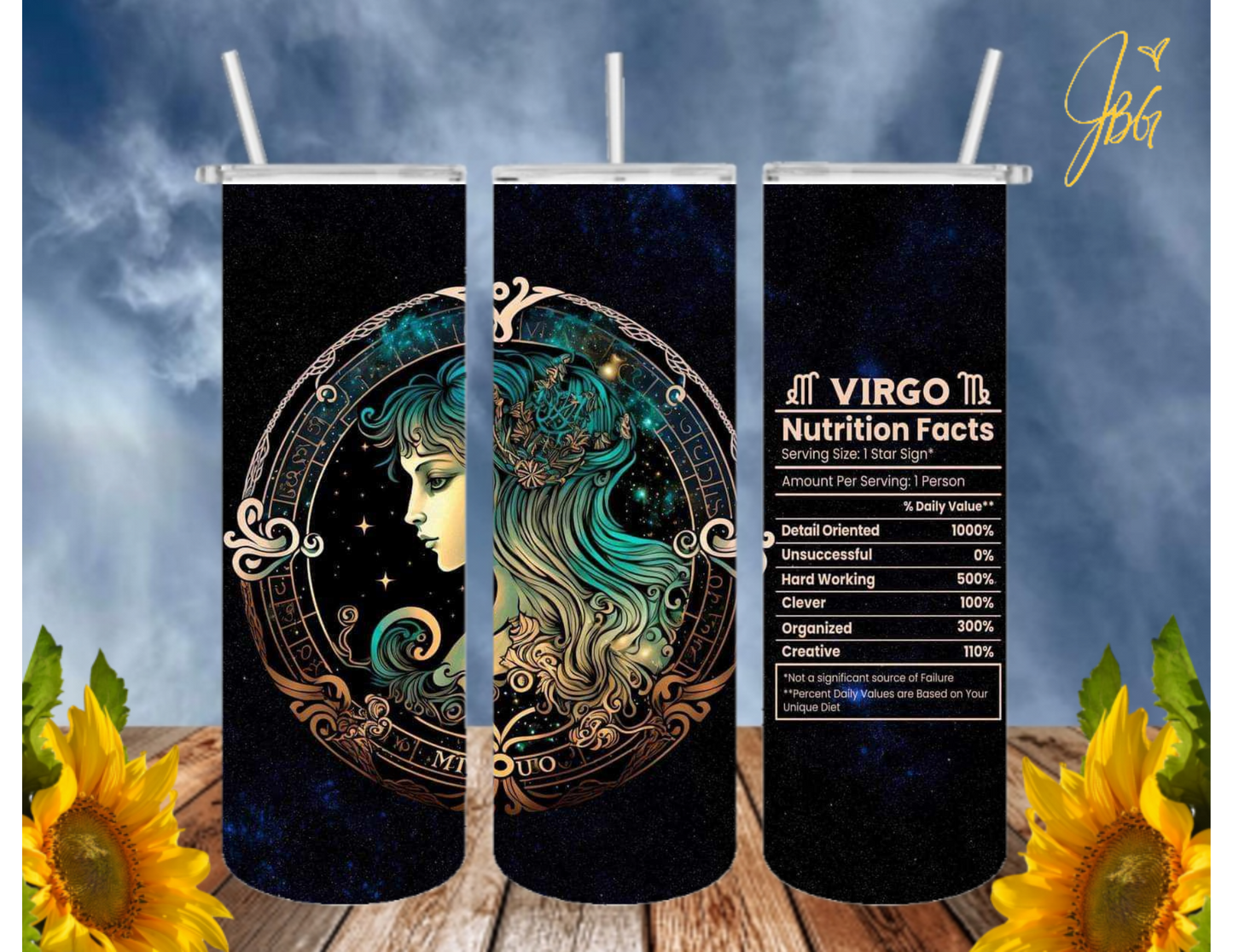 ZODIAC SIGNS 20 Oz Tumbler with 1 Lid, 2 Straws and 1 Straw Cleaner. FREE SHIPPING. Stainless Steel. Sublimation Tumbler Cup.