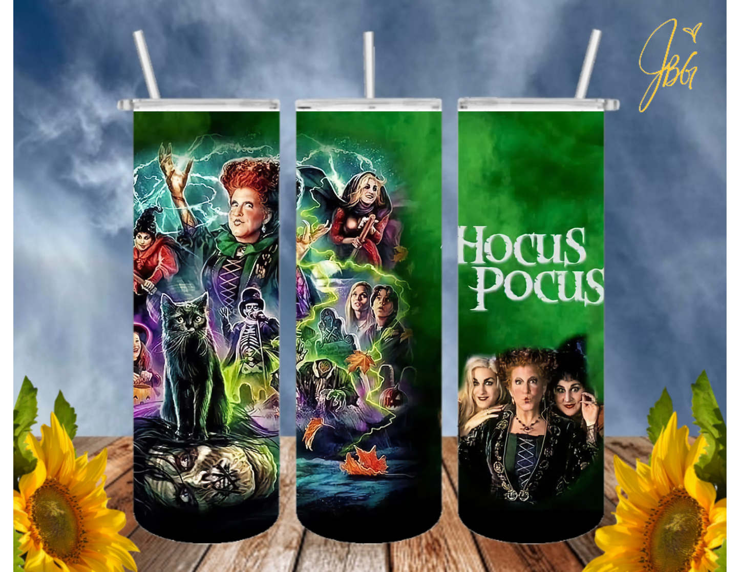 HOCUS POCUS 20 Oz Tumbler with 2 Straws, 1 Lid and Straw Cleaner. FREE SHIPPING. Stainless Steel. Sublimation Tumbler Cup.