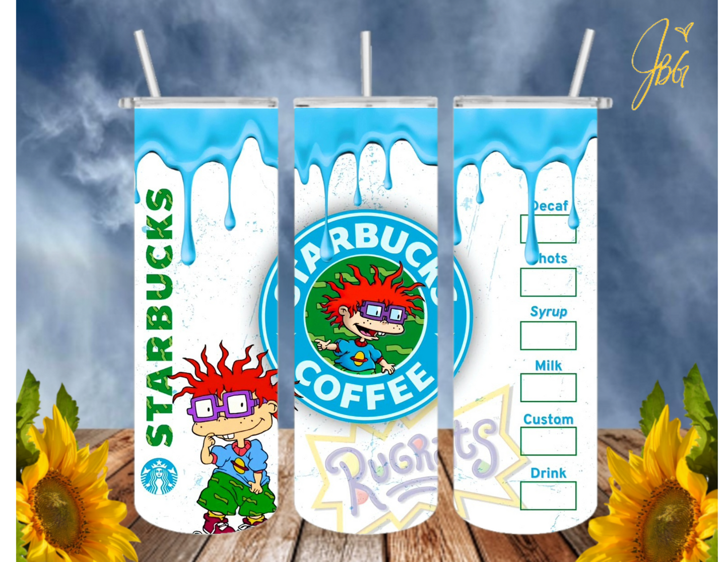 RUGRATS 20 Oz Tumbler with 1 Lid, 2 Straws and 1 Straw Cleaner. FREE SHIPPING. Stainless Steel. Sublimation Tumbler Cup.