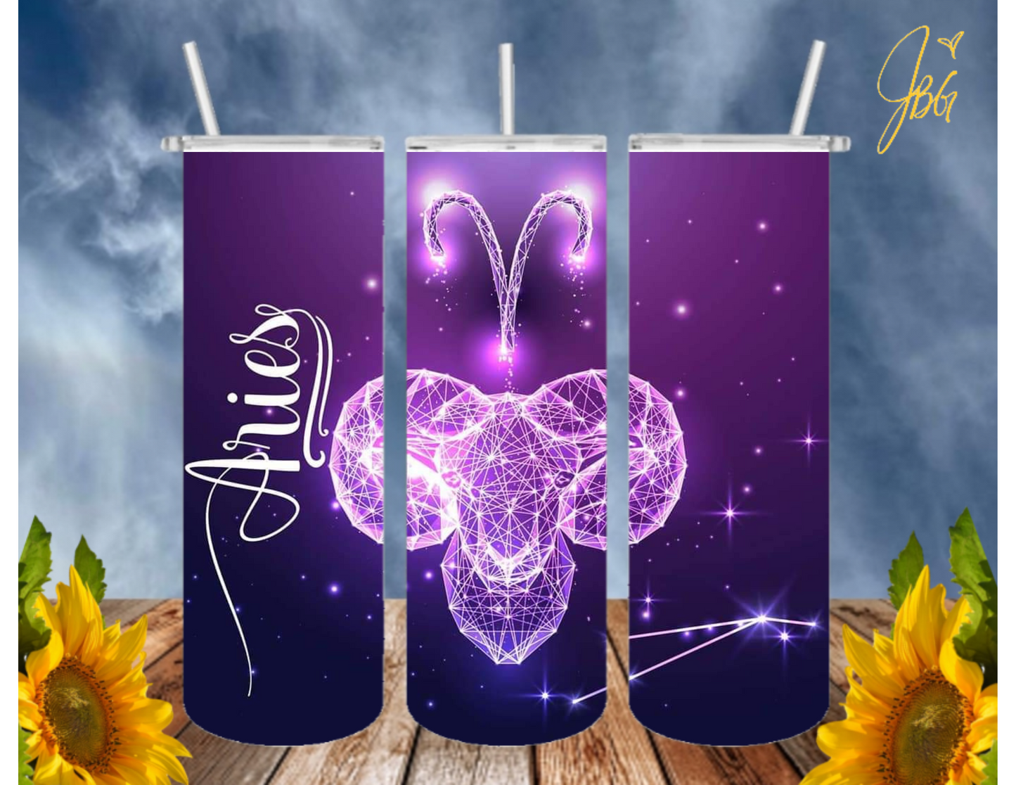 ZODIAC SIGNS 20 Oz Tumbler with 1 Lid, 2 Straws and 1 Straw Cleaner. FREE SHIPPING. Stainless Steel. Sublimation Tumbler Cup.