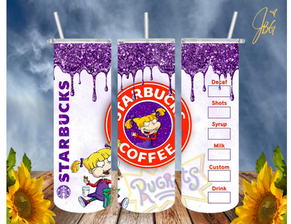 RUGRATS 20 Oz Tumbler with 1 Lid, 2 Straws and 1 Straw Cleaner. FREE SHIPPING. Stainless Steel. Sublimation Tumbler Cup.