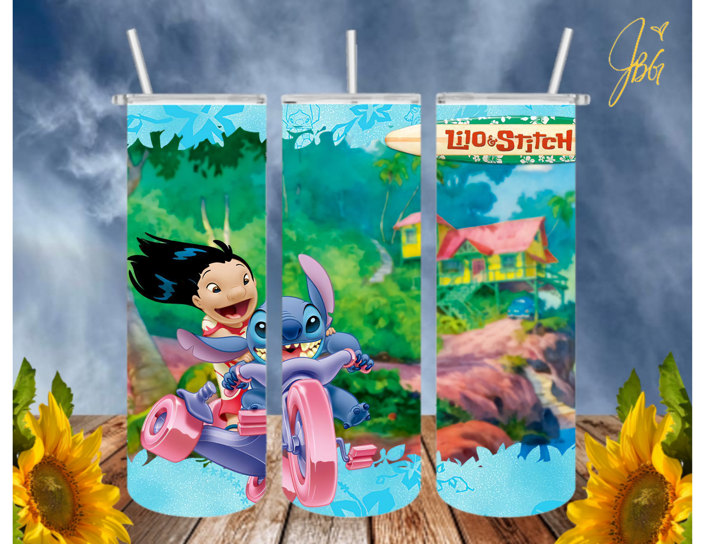 LILO & STITCH 20 Oz Tumbler with 2 Straws, 1 Lid and Straw Cleaner. FREE SHIPPING. Stainless Steel, Sublimation Tumbler Cup.