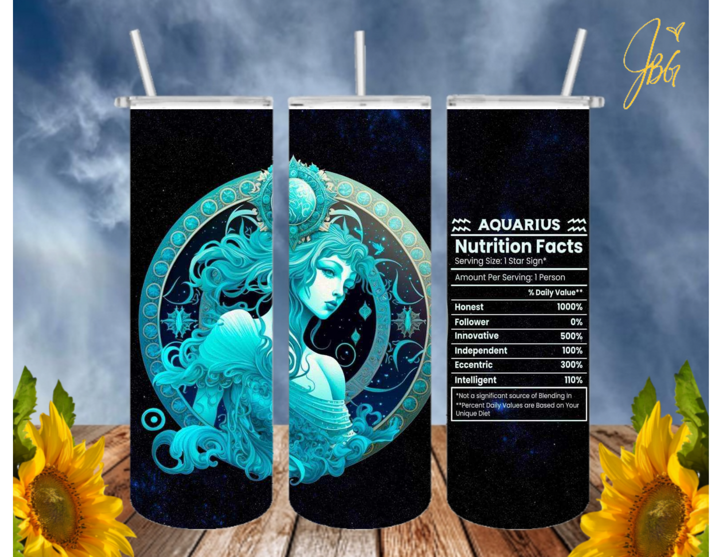 ZODIAC SIGNS 20 Oz Tumbler with 1 Lid, 2 Straws and 1 Straw Cleaner. FREE SHIPPING. Stainless Steel. Sublimation Tumbler Cup.