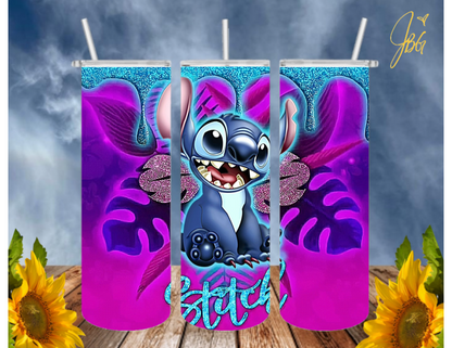 LILO & STITCH 20 Oz Tumbler with 2 Straws, 1 Lid and Straw Cleaner. FREE SHIPPING. Stainless Steel, Sublimation Tumbler Cup.