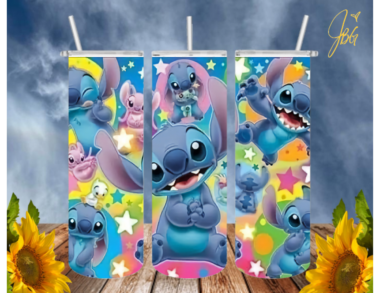 LILO & STITCH 20 Oz Tumbler with 2 Straws, 1 Lid and Straw Cleaner. FREE SHIPPING. Stainless Steel, Sublimation Tumbler Cup.