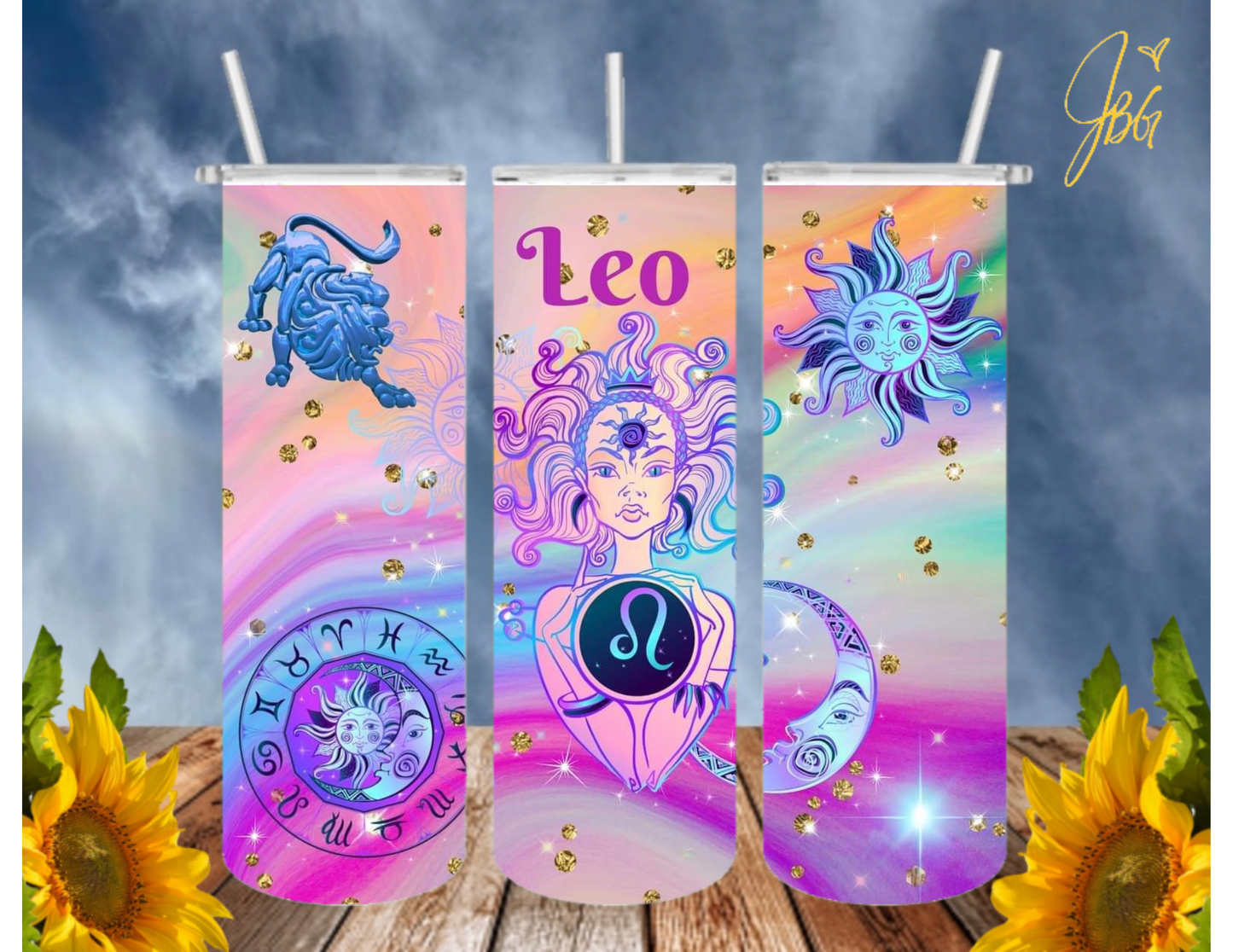 ZODIAC SIGNS 20 Oz Tumbler with 1 Lid, 2 Straws and 1 Straw Cleaner. FREE SHIPPING. Stainless Steel. Sublimation Tumbler Cup.