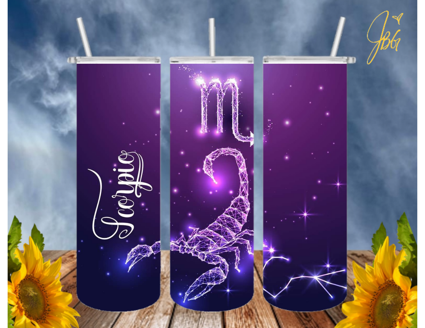 ZODIAC SIGNS 20 Oz Tumbler with 1 Lid, 2 Straws and 1 Straw Cleaner. FREE SHIPPING. Stainless Steel. Sublimation Tumbler Cup.