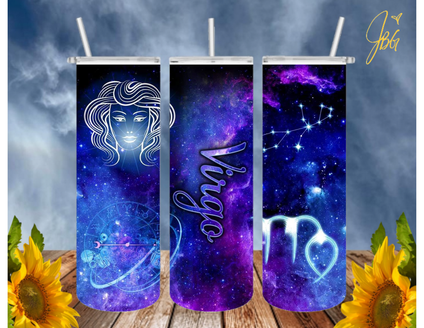 ZODIAC SIGNS 20 Oz Tumbler with 1 Lid, 2 Straws and 1 Straw Cleaner. FREE SHIPPING. Stainless Steel. Sublimation Tumbler Cup.