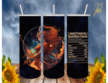 ZODIAC SIGNS 20 Oz Tumbler with 1 Lid, 2 Straws and 1 Straw Cleaner. FREE SHIPPING. Stainless Steel. Sublimation Tumbler Cup.