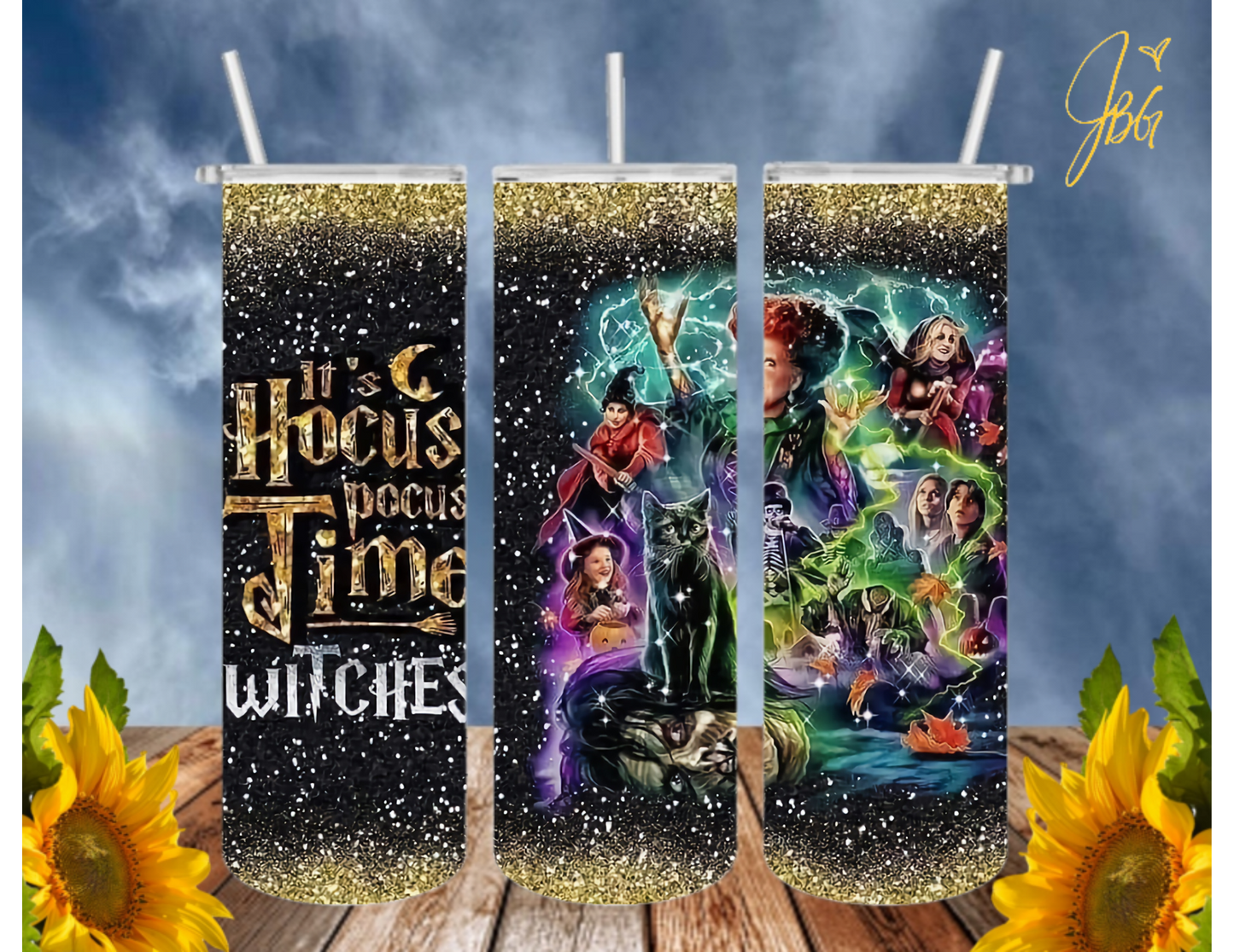 HOCUS POCUS 20 Oz Tumbler with 2 Straws, 1 Lid and Straw Cleaner. FREE SHIPPING. Stainless Steel. Sublimation Tumbler Cup.