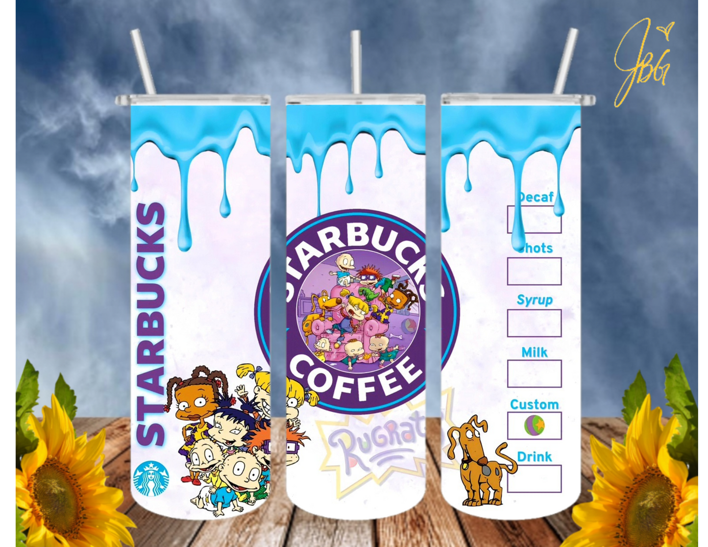 RUGRATS 20 Oz Tumbler with 1 Lid, 2 Straws and 1 Straw Cleaner. FREE SHIPPING. Stainless Steel. Sublimation Tumbler Cup.