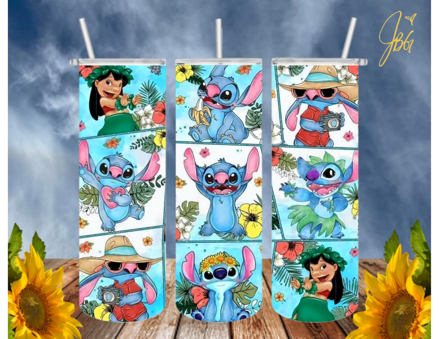 LILO & STITCH 20 Oz Tumbler with 2 Straws, 1 Lid and Straw Cleaner. FREE SHIPPING. Stainless Steel, Sublimation Tumbler Cup.