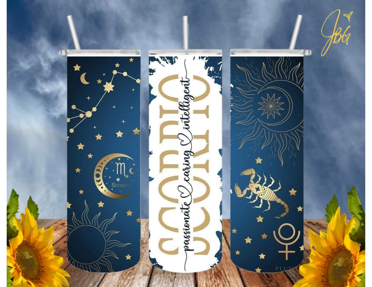 ZODIAC SIGNS 20 Oz Tumbler with 1 Lid, 2 Straws and 1 Straw Cleaner. FREE SHIPPING. Stainless Steel. Sublimation Tumbler Cup.