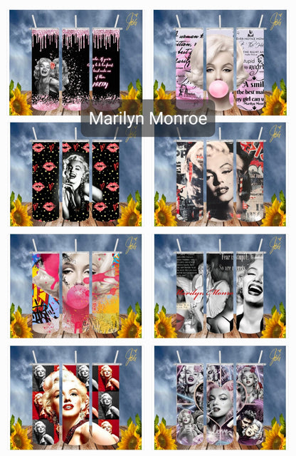 MARILYN MONROE 20 Oz Tumbler with 1 Lid, 2 Straws and 1 Straw Cleaner. FREE SHIPPING. Stainless Steel. Sublimation Tumbler Cup.