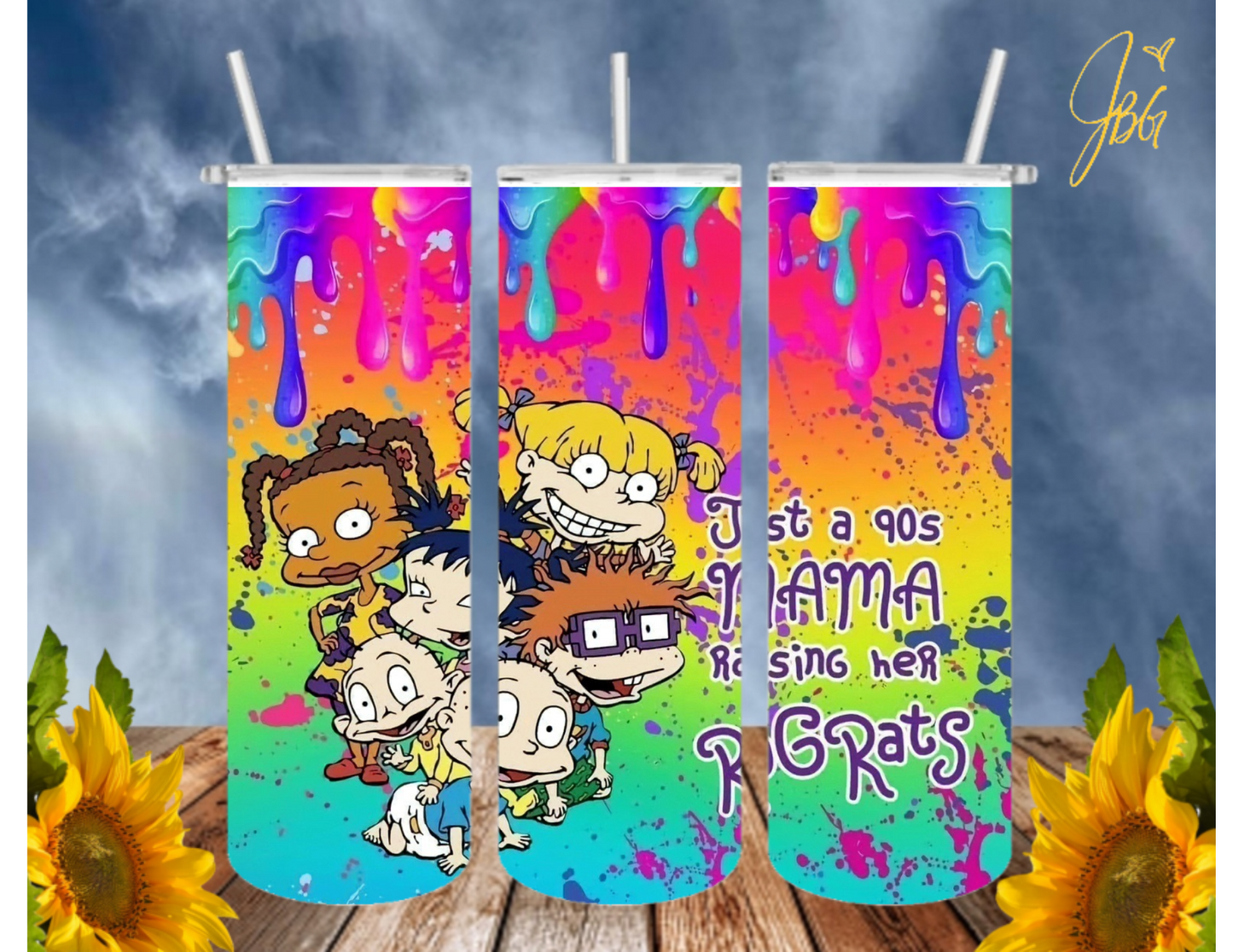 RUGRATS 20 Oz Tumbler with 1 Lid, 2 Straws and 1 Straw Cleaner. FREE SHIPPING. Stainless Steel. Sublimation Tumbler Cup.